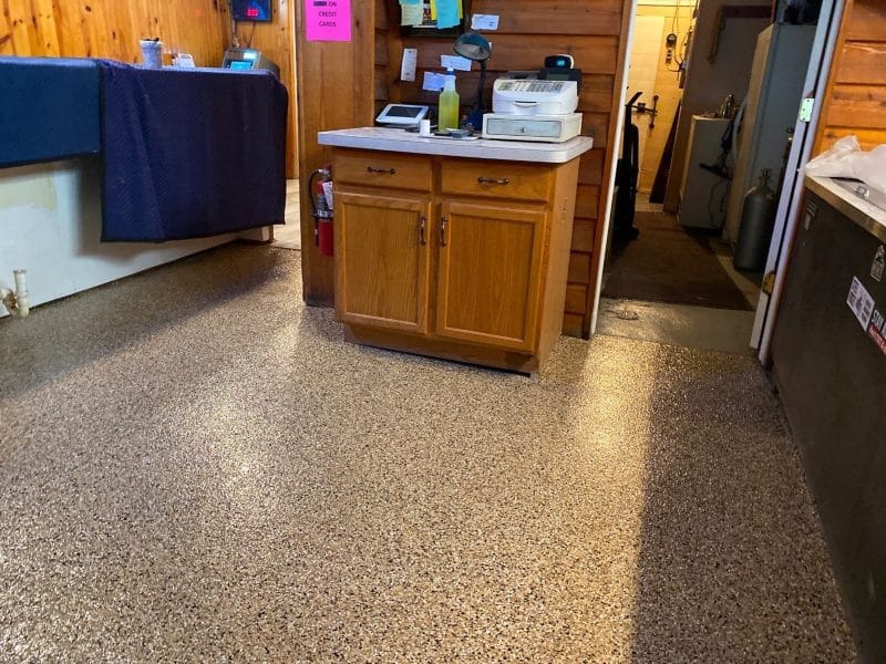 After flooring installed in a basement floor.